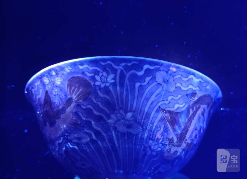 清康熙 青花矾红鱼纹碗 - 图8